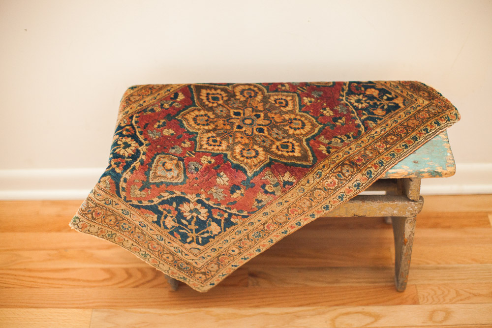 Antique Farahan Sarouk rug mat