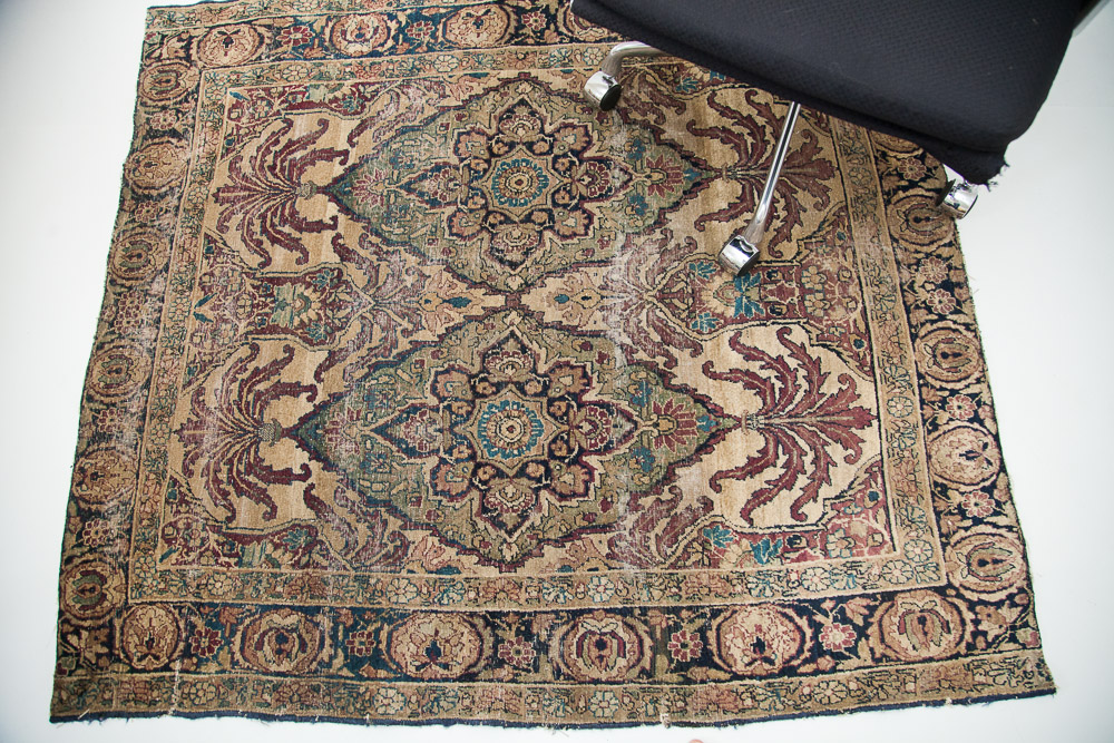 Antique Persian square Kerman rug