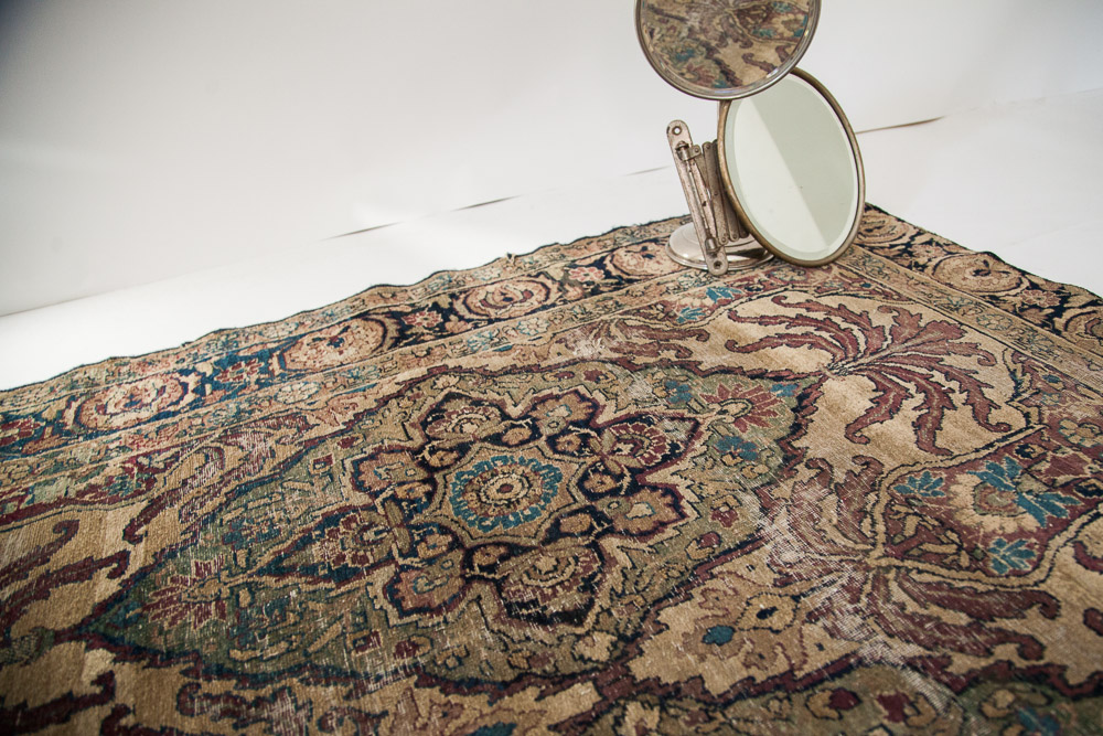 Antique Persian square Kerman rug
